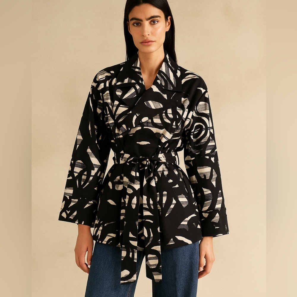 NWOT Dana Buchman Monochrome Abstract Print Jacket‎